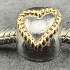 Pandora Braided Heart Clip Bead 925 Silver and 14k Gold #790599 Retired